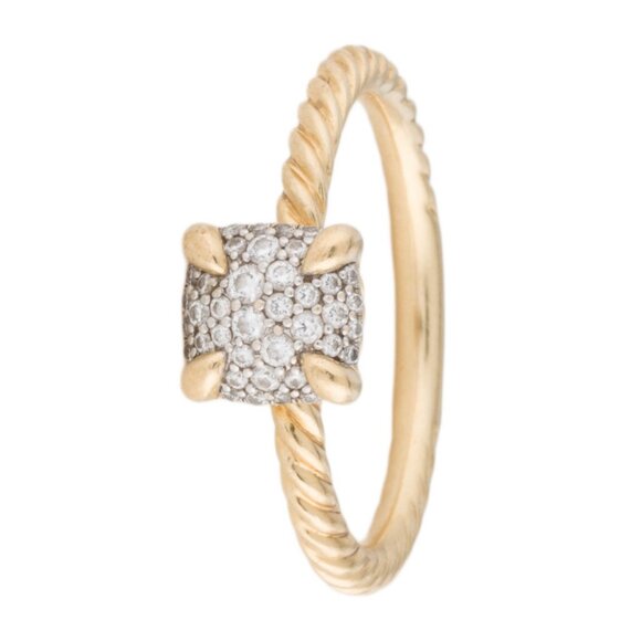 DAVID YURMAN 18K 750 YELLOW GOLD DIAMOND PETITE CHATELAINE COCKTAIL RING - Picture 2 of 8